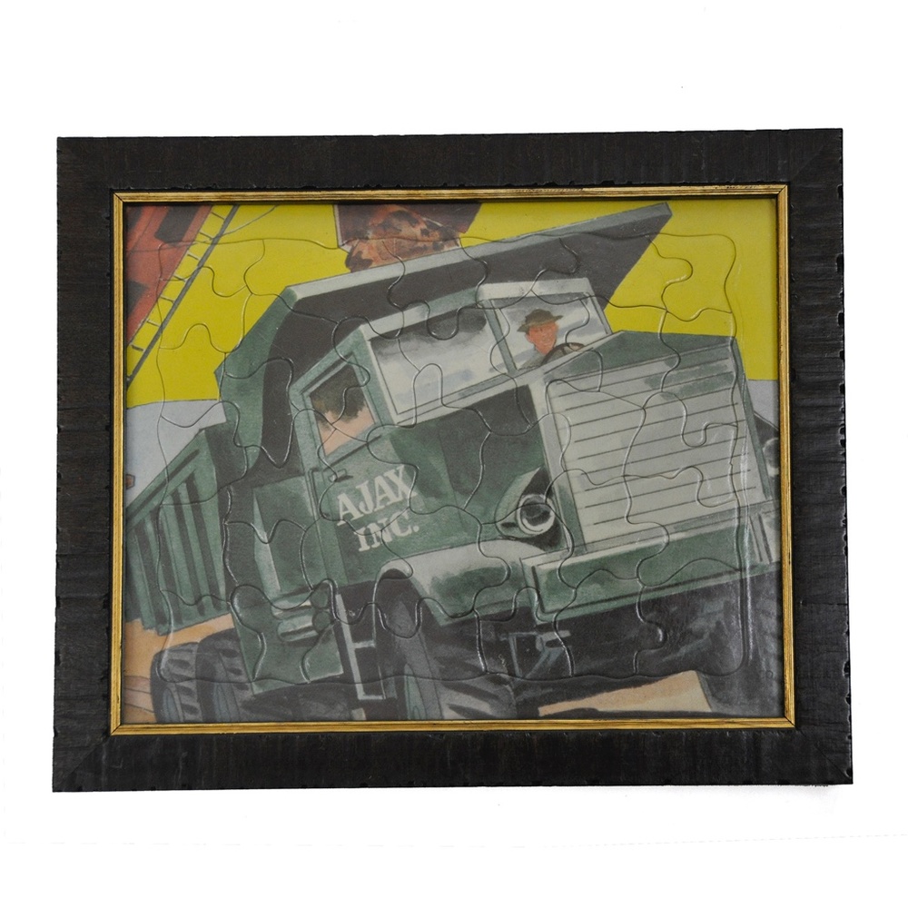 Vintage SIFO Toys 1954 Trucks Framed Puzzle Set